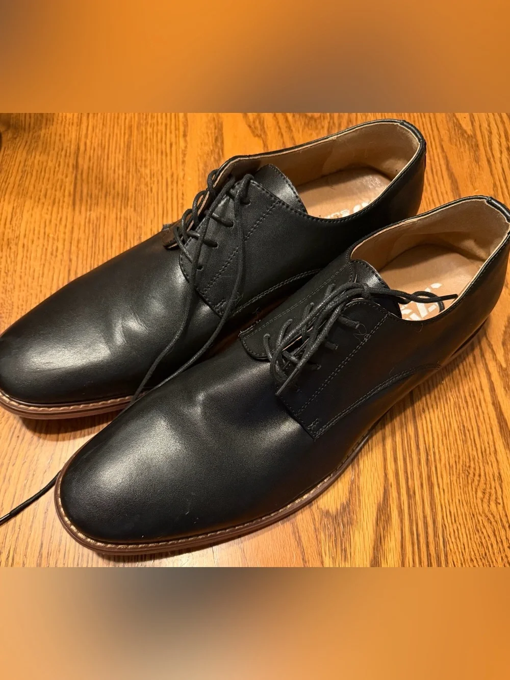 Classic Black Leather Derby Shoes with Brown Welt